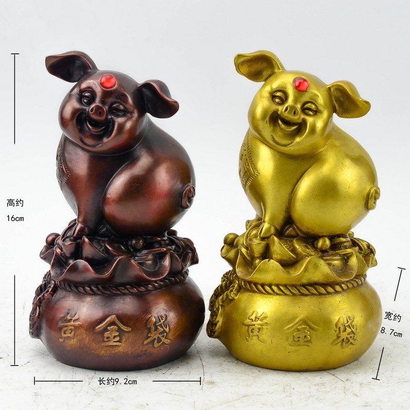 批發(fā)精工純銅特價黃金袋豬 生肖福豬，為仿古家具與空間增輝的工藝品擺設